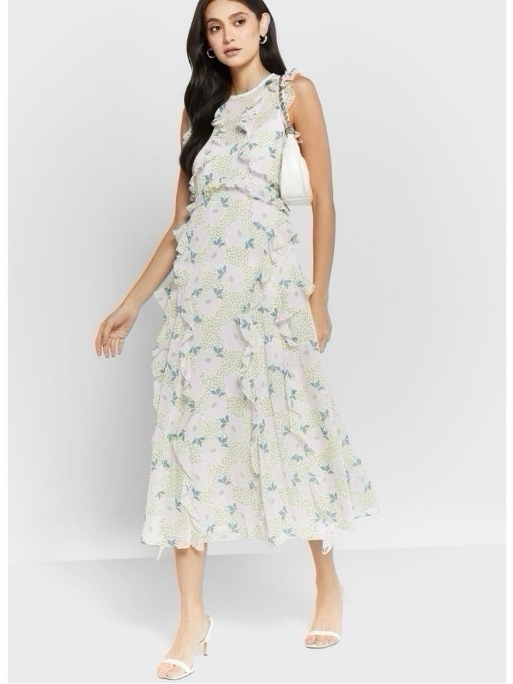 NEW Ted Baker Calinia Waterfall Midi Dress Size 0 Floral